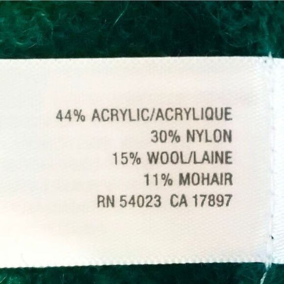 Emerald green mohair wool blend V -neck cardigan 3/4 sleeves size S - Picture 10 of 10